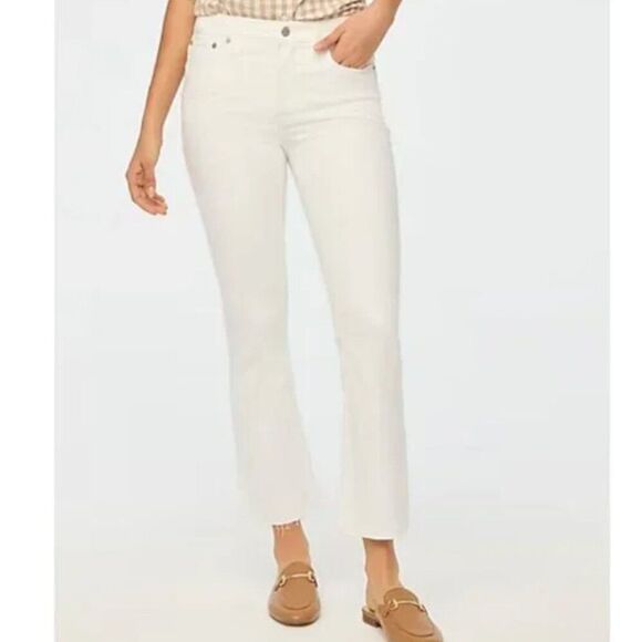 J.Crew Flare Crop Mid Rise White Jean in stretch Sz 26 BO933 - Picture 1 of 15